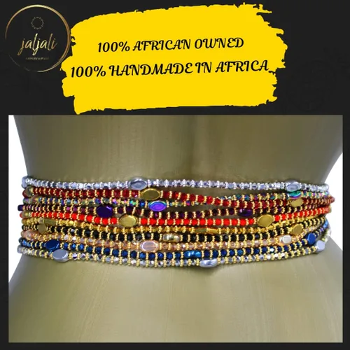 Miniatura 29 de Cuentas de cintura africana elásticas hechas a mano, colección Radiance, cuentas de cintura brillantes lujosas y elegantes