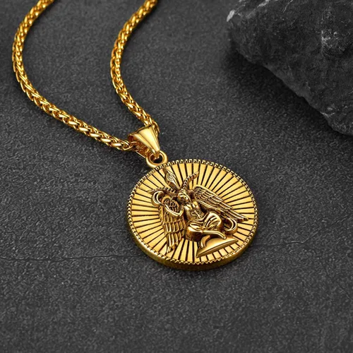 Miniatura 8 de FaithHeart Leviathan Satanic Brimstone Cross Necklace, Gold Plated Stainless Steel Satan Church Jewelry, Alchemical Symbol for Brimstone Pendant