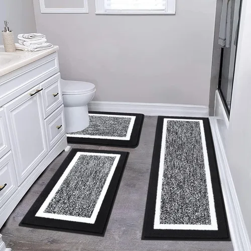 Miniatura 63 de Pauwer Juego de baño, alfombras de baño antideslizantes, alfombras de ducha absorbentes para suelo de baño, bañera y ducha, color azul aguamarina