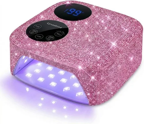 Lámpara de uñas inalámbrica de 80 W con base magnética desmontable, pantalla de doble pantalla y luz de uñas de gel, luz UV/LED profesional para