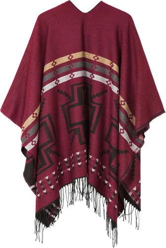 Miniatura 52 de Chales cálidos para mujer, cárdigan con frente abierto, estilo vintage, poncho