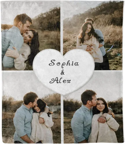 Manta de fotos personalizada para parejas, cálida manta de forro polar Sherpa | Lavable a máquina | Regalo conmovedor para él/ella | Cumpleaños, Día
