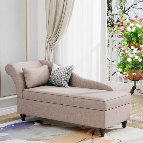 Tumbona moderna para interiores con tela de almacenamiento, tumbona, sillón reclinable, para dormitorio, oficina, sala de estar y apartamento Canela
