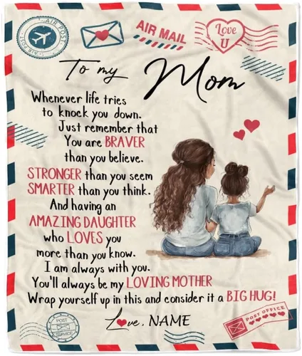 Miniatura 19 de Manta personalizada con texto en inglés «To My Mom from Daughter Wolf I Am Because You are Mom», para cumpleaños, día de la madre, Navidad, manta
