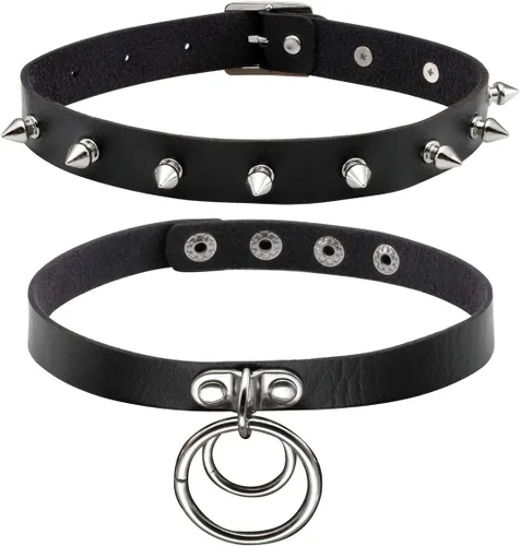Miniatura 29 de Eigso - Gargantilla vintage de cuero sintético con remaches y picos, estilo punk, gótico, ajustable