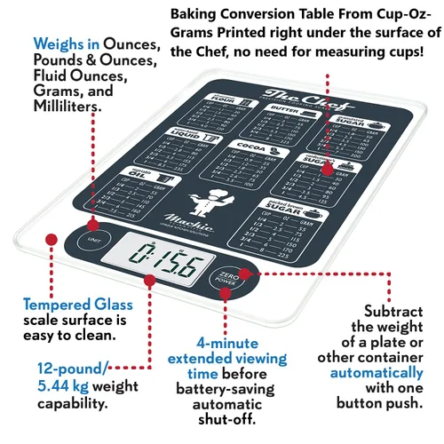 Miniatura 2 de NutraTrack Báscula digital de cocina para hornear alimentos en gramos y onzas para hornear, cocinar, preparar Keto y comidas y pantalla LCD