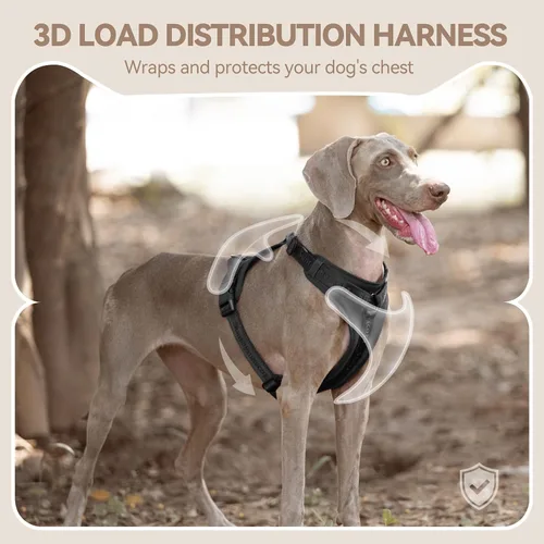 Miniatura 4 de Arnés para perro sin tirones con licra, dispersión de fuerza de tres puntos y acolchado 3D, malla transpirable ajustable para perros pequeños