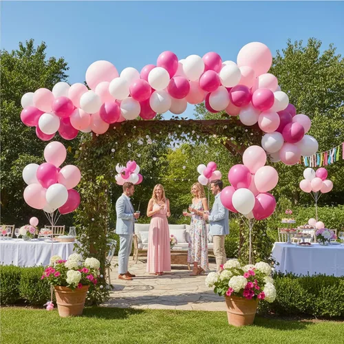 Miniatura 5 de KADBANER Globos de látex de 12 pulgadas, color blanco, rosa claro, rosa y rojo, paquete de 100 unidades, para bodas, cumpleaños, baby shower