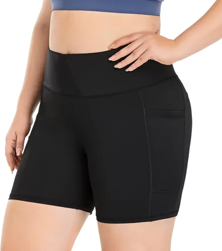 Miniatura 3 de ZERDOCEAN Pantalones cortos de ciclismo para mujer, talla grande, de 8 a 5 pulgadas, cintura alta, para yoga, entrenamiento, deportes, atletismo