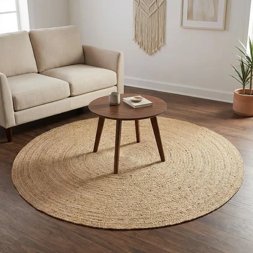 Miniatura 45 de RedEarth · Alfombra rectangular - 2'x3' de yute natural trenzada con respaldo antideslizante - Alfombra boho tejida a mano para dormitorio, cocina