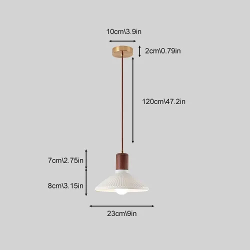 Miniatura 7 de White Ceramic Lampshade Pendant Light Height Adjustable Hanging Light Fixture Modern Vintage Wood Pendant Lamp for Kitchen Island Dining Room