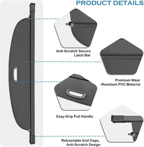 Miniatura 3 de Cubierta retráctil para maletero trasero compatible con Cadillac XT5 2025-2017, protector de pantalla de seguridad para tonneau, pantalla