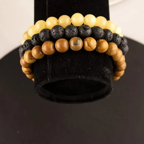 Miniatura 6 de TIGERSTAR Natural Lava Rock Beads Bracelet,Stretch Elastic Bracelets,Adjustable Braided Rope Gemstone Bracelets for Men Women