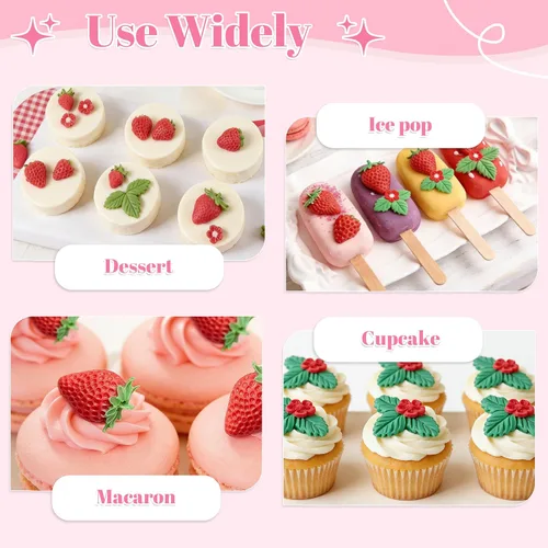Miniatura 4 de YunKo Juego de moldes de silicona para fondant, paquete de 3 moldes flexibles de chocolate y fresa, moldes de fresa de grado alimenticio