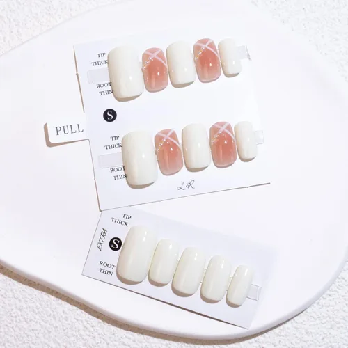 Miniatura 45 de LIGHT RAIN - Uñas a presión de longitud media, con diseño de galaxia Andromeda, uñas postizas de gel, reutilizables, de lujo, de siete capas