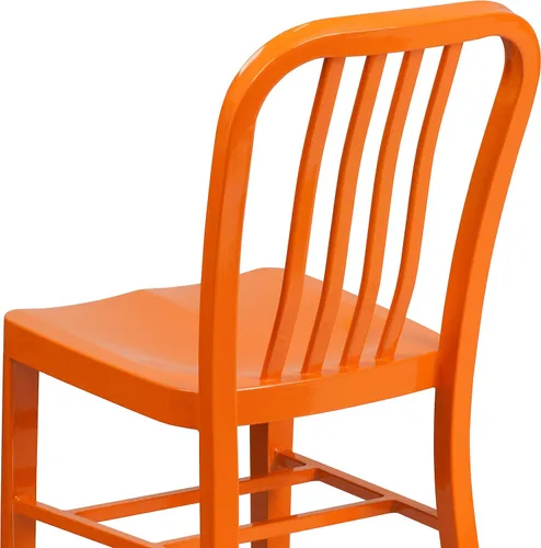 Miniatura 11 de Flash Furniture Gael - Juego de 2 sillas de metal naranja para interiores y exteriores de grado comercial