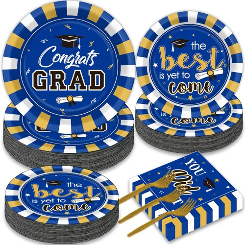 Miniatura 9 de Wiooffen Juego de 50 platos para fiesta de graduación y servilletas, suministros de felicitaciones para la clase de 2026, vajilla desechable