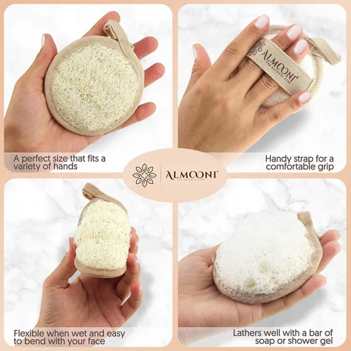 Miniatura 4 de Esponja egipcia natural de primera calidad para ducha y esponjas faciales, esponja exfoliante grande para el cuerpo, pule la piel muerta para una