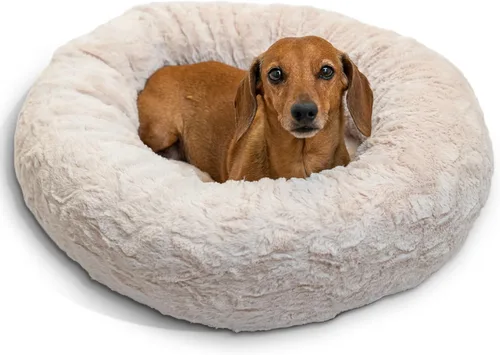 Best Friends by Sheri - The Original Calming Donut - Cama calmante en forma de dona para perros y gatos - Pelo corto, ostra, S, 23 x 23 pulgadas