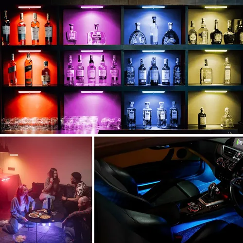 Miniatura 2 de Diomart 48 luces LED inalámbricas para debajo del gabinete, 15 colores intercambiables recargables RGB para debajo del gabinete, control remoto