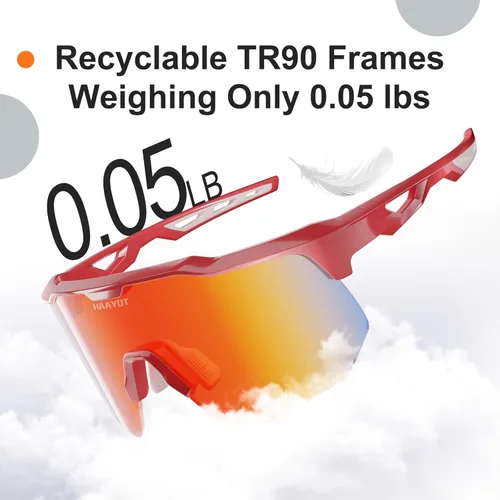 Miniatura 7 de HAAYOT Gafas de sol deportivas polarizadas para hombres y mujeres, jóvenes, béisbol, ciclismo, correr, softbol, ciclismo, 5 lentes Naranja bermellón