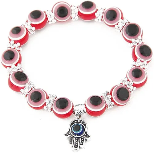 Miniatura 2 de Caiyao Juego de pulseras multicolor con cuentas de ojo malvado de la suerte amuleto turco Hamsa mal de ojo pulsera elástica elástica para mujeres