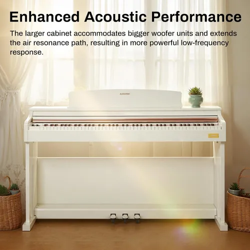 Miniatura 5 de AODSK Piano digital de 88 teclas, piano digital de acción de martillo ponderado con teclas pesadas de tamaño completo, pedal triple, juego