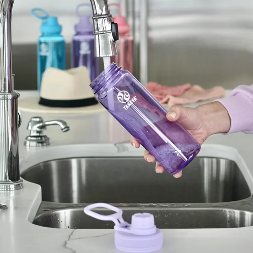 Miniatura 4 de Takeya Botella de agua deportiva de tritán con tapa con pico - Botella de agua sin BPA y apta para lavavajillas - Botella reutilizable con asa