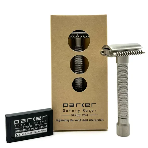 Miniatura 6 de Parker The Variant Open Peine - Maquinilla de afeitar de seguridad ajustable de doble filo, personaliza tu afeitado con un giro del dial de suave a