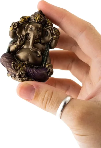 Miniatura 5 de Top Collection Mini estatua de Ganesh – Escultura del Señor del Éxito de Ganesha en bronce fundido en frío de alta calidad con detalles