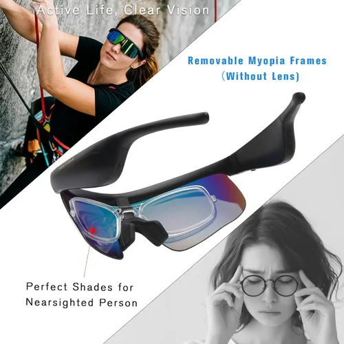 Miniatura 5 de Lentes inteligentes para hombres y mujeres, gafas de sol deportivas Bluetooth 5.3 con llamadas manos libres, altavoz de oreja abierta, UV400