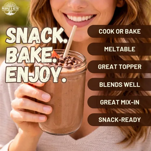 Miniatura 5 de The People's Keto Company - Chips de chocolate grandes sin azúcar, endulzado con stevia, 12 onzas, tamaño económico, sin OMG, vegano, keto, bajo