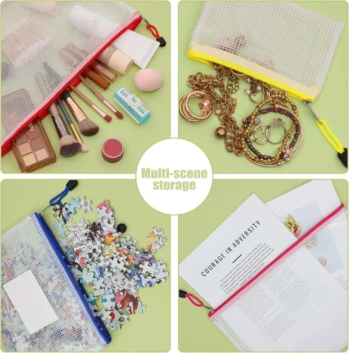 Miniatura 4 de EOOUT 8 bolsas de malla con cremallera, 8 tamaños, bolsas impermeables con cremallera, 8 colores de plástico impermeable para almacenamiento