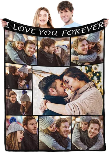 Miniatura 18 de Regalos personalizados para el día de San Valentín para novia, cobijas personalizadas para novio y novia con texto de fotos, regalos personalizados