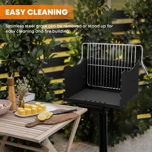 Miniatura 7 de Stanbroil Barbacoa de carbón para exteriores, parrilla de barbacoa de acero resistente con rejilla de cocina de acero inoxidable y poste sobre/bajo
