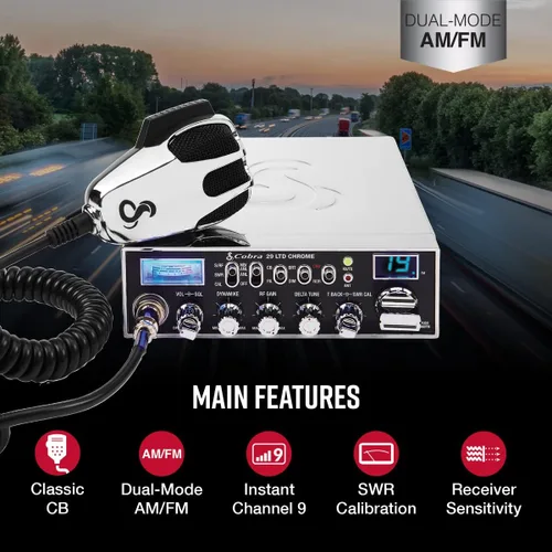 Miniatura 3 de Cobra Radio CB profesional de 29 LTD - Radio de emergencia CB AM/FM de 4 vatios con 40 canales completos