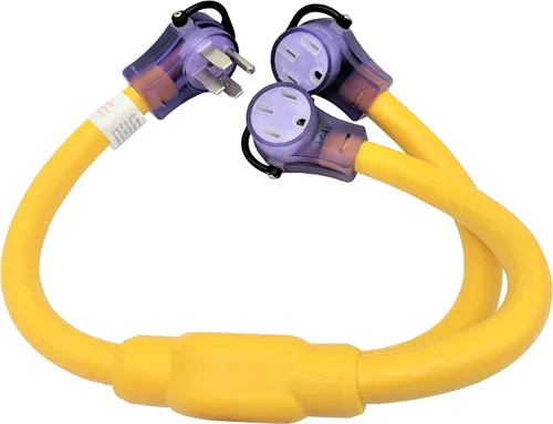 Miniatura 4 de Parkworld 692095 RV 50 AMP Splitter Adatper, 240V Splitter 14-50P Macho Plug a (2) 14-50R conector hembra 3FT (amarillo)