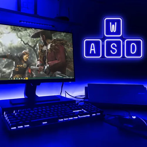 Miniatura 2 de Lumoonosity Letrero de neón WASD - Luces de neón de teclado azul alimentadas por USB - Letrero LED de teclas WASD con interruptor