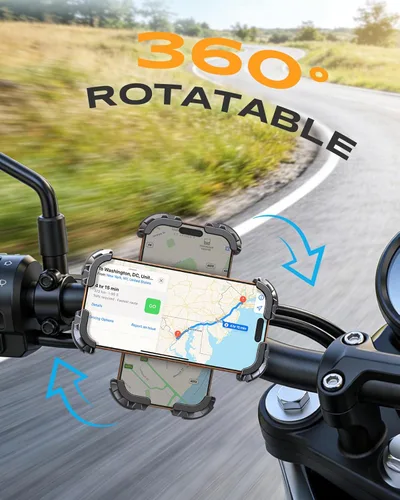 Miniatura 4 de Zewdov 2026 - Soporte de teléfono para motocicleta con abrazadera de instalación rápida, agarre fuerte y soporte de teléfono de bicicleta anticaídas