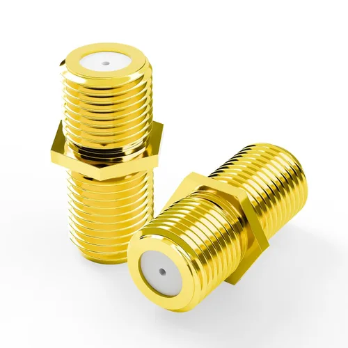 VCE Conector de cable coaxial, RG6, extensor de cable coaxial tipo F, adaptador chapado en oro hembra a hembra para cables de TV, paquete de 2