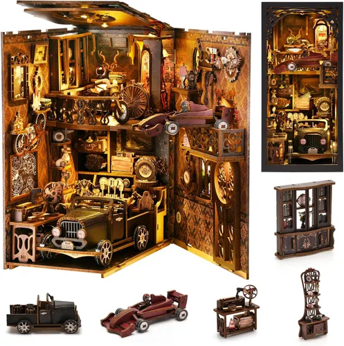 Miniatura 12 de TOYQI Kit de Rincón de Libros, Kits de Rincón de Libros para Adultos, Kit de Casa de Muñecas en Miniatura DIY Rompecabezas de Madera 3D Booknook