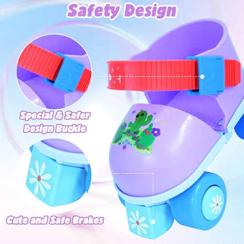 Miniatura 4 de Kids Roller Skate for Girls Boys Ages 2-5 Years Old, Adjustable Toddler Rollerskates, Children Beginner Roller Skate RS209 Púrpura