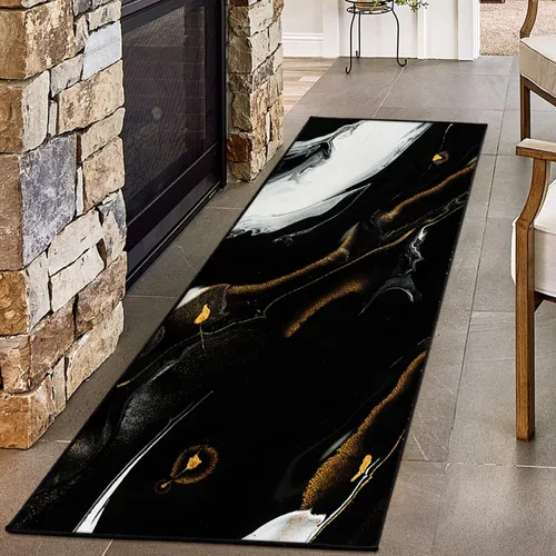 Miniatura 27 de Alfombra abstracta moderna de 2 x 3 pies, alfombra de baño con textura de mármol azul, antideslizante, lavable, alfombra de pelo bajo