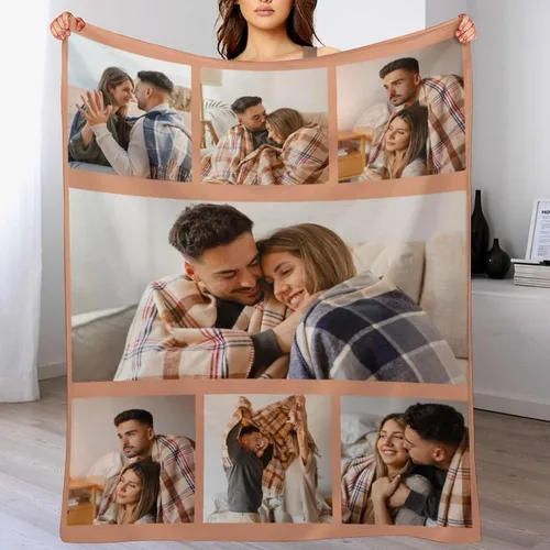Miniatura 9 de M YESCUSTOM Manta personalizada con imagen y texto, manta personalizada de collage de fotos, mantas de vellón personalizadas para regalo de 1 imagen