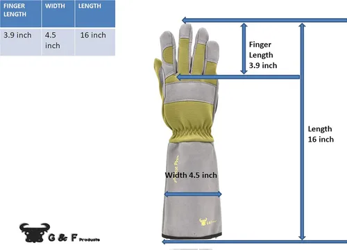 Miniatura 2 de G & F Products Florist Pro - Guantes de jardinería de rosa, palma de cuero sintético, protección contra espinas, manga larga