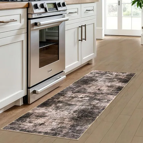 Miniatura 1007 de IOHOUZE Alfombra abstracta lavable de 3 x 12 pies para pasillos, antideslizante para cocina, camino de entrada de lana sintética para interiores