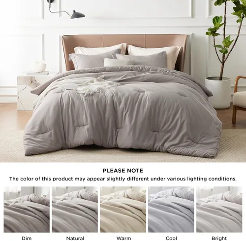Miniatura 261 de Bedsure Juego de edredón Twin/Twin XL, ropa de cama suave beige para todas las estaciones, juego de cama teñido catiónico, 2 piezas, 1 edredón