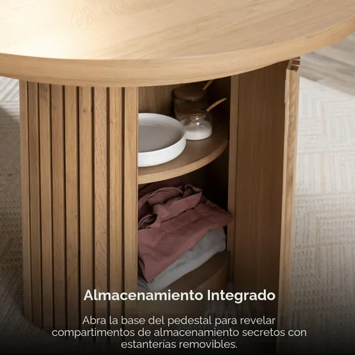 Miniatura 6 de Transformer Table - Mesa de comedor redonda extensible de madera maciza, mesa de comedor redonda extensible, muebles modernos que ahorran espacio