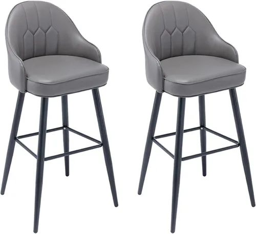 Juego de 2 taburetes de cocina de piel sintética de 30 pulgadas de altura con respaldo, sillas de barra de altura de mostrador, asiento tapizado con