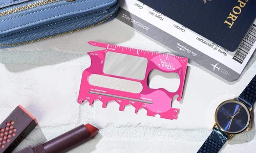 Miniatura 2 de Wallet Ninja 2.0 (Multiherramienta avanzada 20 en 1, ahora con espejo + lima de uñas) (Rosa)